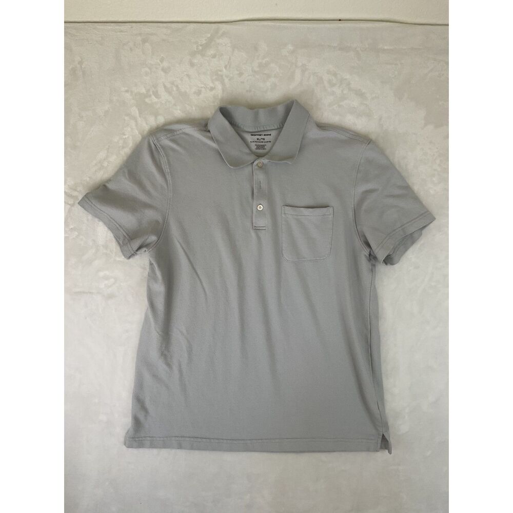 Geoffrey Beene Men Grey Slim Fit Polo Shirt Pocket Short Sleeve Size XL